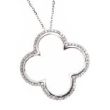 18CT WHITE GOLD QUATREFOIL DIAMOND NECKLACE