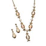 9CT GOLD OPAL EARRINGS AND NECKLACE SET