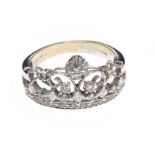 18CT WHITE GOLD DIAMOND CROWN RING