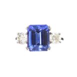 PLATINUM TANZANITE AND DIAMOND RING