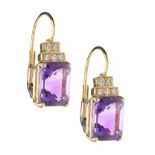 18CT GOLD AMETHYST AND DIAMOND EARRINGS