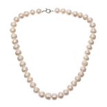 STRAND OF FRESH WATER PEARLS WITH STERLING SILVER CLASP