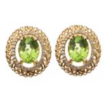 14CT GOLD PERIDOT AND DIAMOND EARRINGS