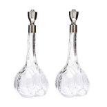 PAIR OF SILVER MOUNTED CUT-GLASS DECANTERS