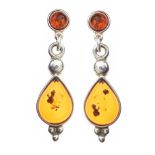 SILVER AMBER EARRINGS