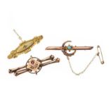 THREE 9CT GOLD BROOCHES