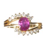 14CT GOLD RUBY AND DIAMOND RING