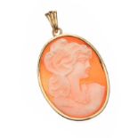 9CT GOLD MOUNTED CAMEO PENDANT