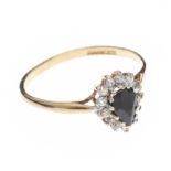 9CT GOLD SAPPHIRE AND CUBIC ZIRCONIA RING