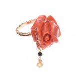 18CT ROSE GOLD CORAL RING