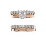 18CT ROSE GOLD AND WHITE GOLD TWO IN ONE DIAMOND RING