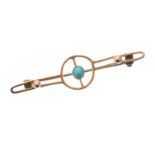 GOLD-TONE TURQUOISE BAR BROOCH