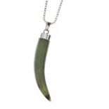 STERLING SILVER JADE TOOTH NECKLACE