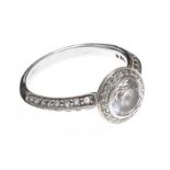 18CT WHITE GOLD DIAMOND AND CUBIC ZIRCONIA RING