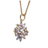 9CT GOLD AMETHYST AND DIAMOND NECKLACE