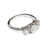 18CT WHITE GOLD THREE STONE DIAMOND RING