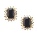 18CT GOLD SAPPHIRE AND DIAMOND CLUSTER EARRINGS