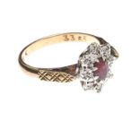 9CT GOLD GARNET AND DIAMOND RING