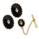 ONYX AND DIAMOND CUFFLINK SET