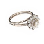 18CT WHITE GOLD DIAMOND CLUSTER RING