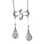 EDWARDIAN PLATINUM DIAMOND NEGLIGE NECKLACE