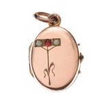 GOLD-TONE GARNET AND SEED PEARL LOCKET