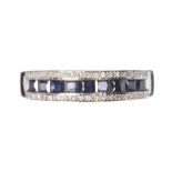 18CT WHITE GOLD SAPPHIRE AND DIAMOND RING