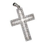 18CT WHITE GOLD DIAMOND CROSS PENDANT