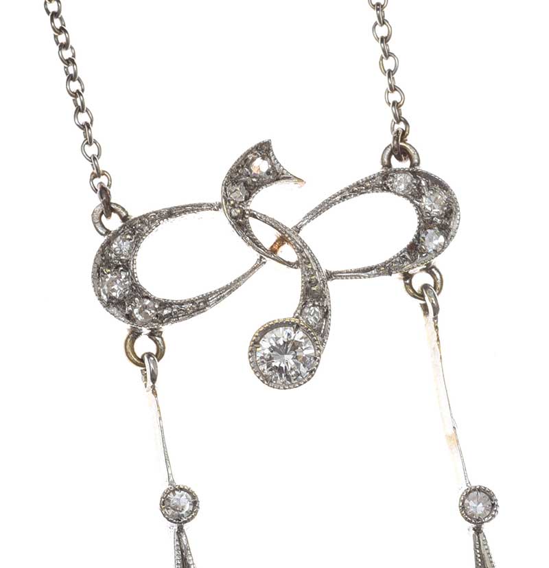 EDWARDIAN PLATINUM DIAMOND NEGLIGE NECKLACE - Image 2 of 3