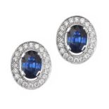 18CT WHITE GOLD SAPPHIRE AND DIAMOND EARRINGS