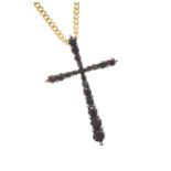 9CT GOLD BLACK DIAMOND CROSS NECKLACE