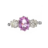 PLATINUM PINK SAPPHIRE AND DIAMOND RING