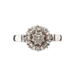 18CT WHITE GOLD DIAMOND CLUSTER RING