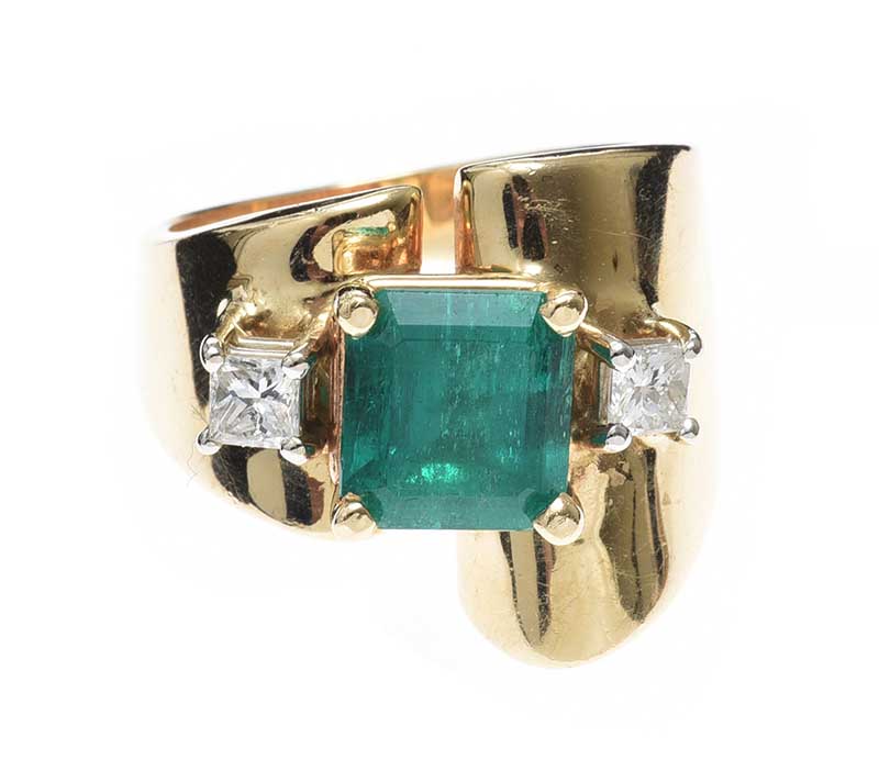 18CT GOLD EMERALD AND DIAMOND RING - Image 2 of 2