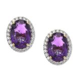 18CT GOLD AMETHYST AND DIAMOND EARRINGS