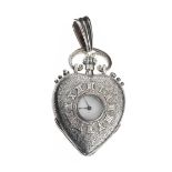 SILVER HEART-SHAPED POCKET WATCH