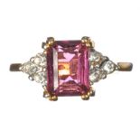 GOLD PLATE AMETHYST AND CRYSTAL RING