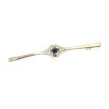 9CT GOLD SAPPHIRE AND DIAMOND BROOCH