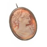 STERLING SILVER CAMEO BROOCH