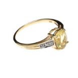 9CT GOLD PERIDOT AND DIAMOND RING