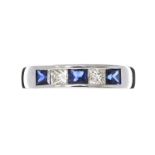 14CT WHITE GOLD SAPPHIRE AND DIAMOND RING