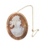 9CT GOLD MOUNTED CAMEO BROOCH