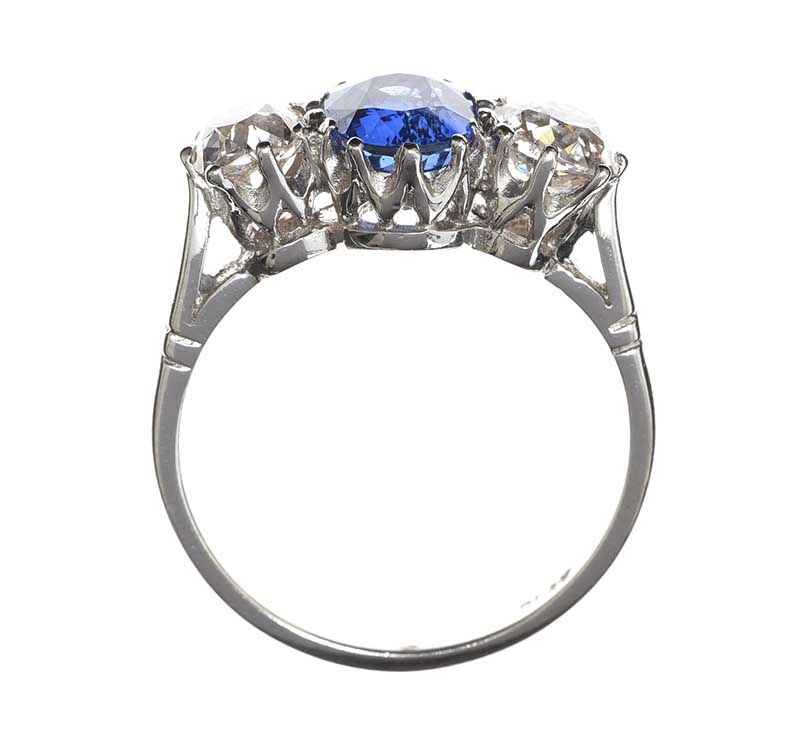 PLATINUM SAPPHIRE AND DIAMOND THREE STONE - Image 3 of 3