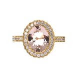 18CT GOLD MORGANITE AND DIAMOND RING