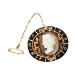 MOURNING ONYX CAMEO BROOCH