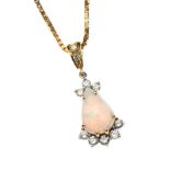 18CT GOLD OPAL AND DIAMOND NECKLACE