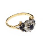 18CT GOLD SAPPHIRE AND DIAMOND CLUSTER RING