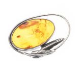 STERLING SILVER AMBER BROOCH