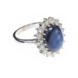 18CT GOLD SAPPHIRE AND DIAMOND RING