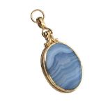 GOLD-TONE AGATE FOB PENDANT